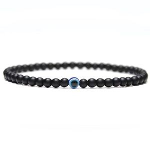 Mens Bracelet Natural Stone Evil Eye Bracelet Obsidian Hematite Elastic Jewelry